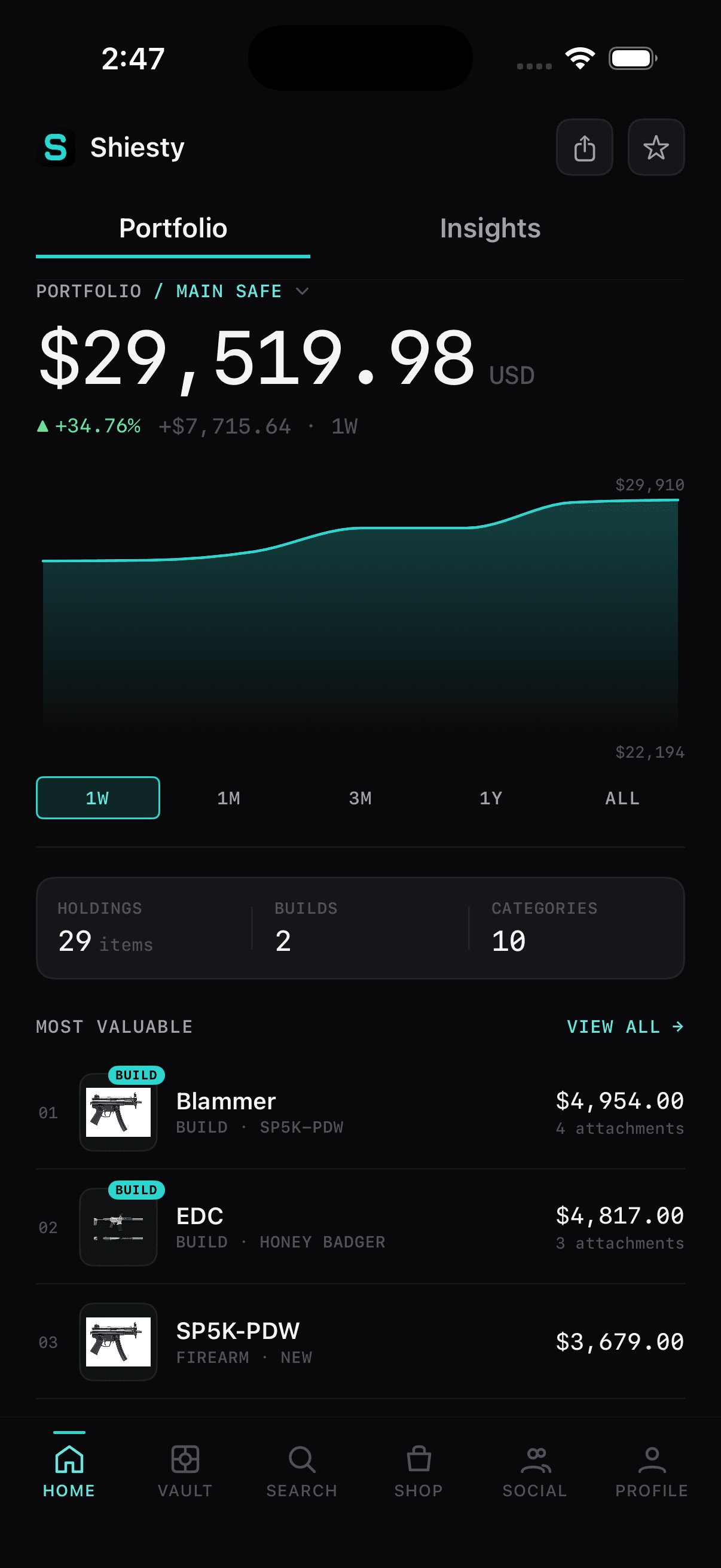 Shiesty home portfolio screen